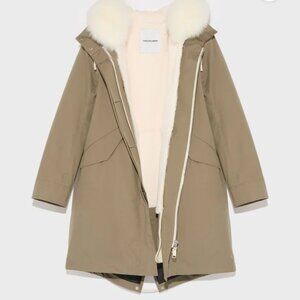 Yves Solomon Regular parka in waterproof cotton blend with fox and rabbit fur $2